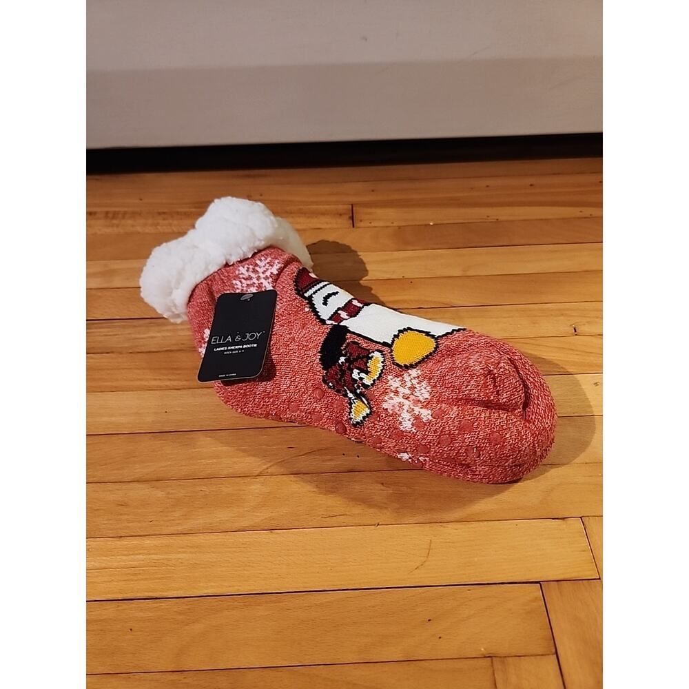 Penguins Ella & Joy Sherpa Non Slip Bootie Socks Size 9 - 11 Christmas Winter